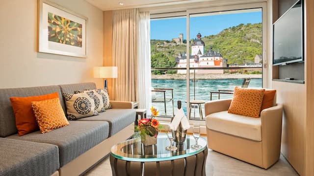 Spacious luxury suite on a cruise ship